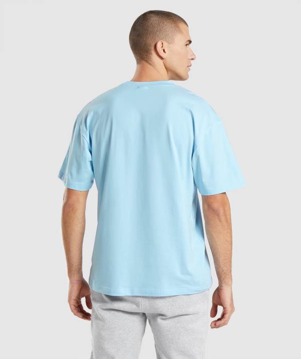 Panske Tricka Gymshark Essential Oversized Modre | PB2781596